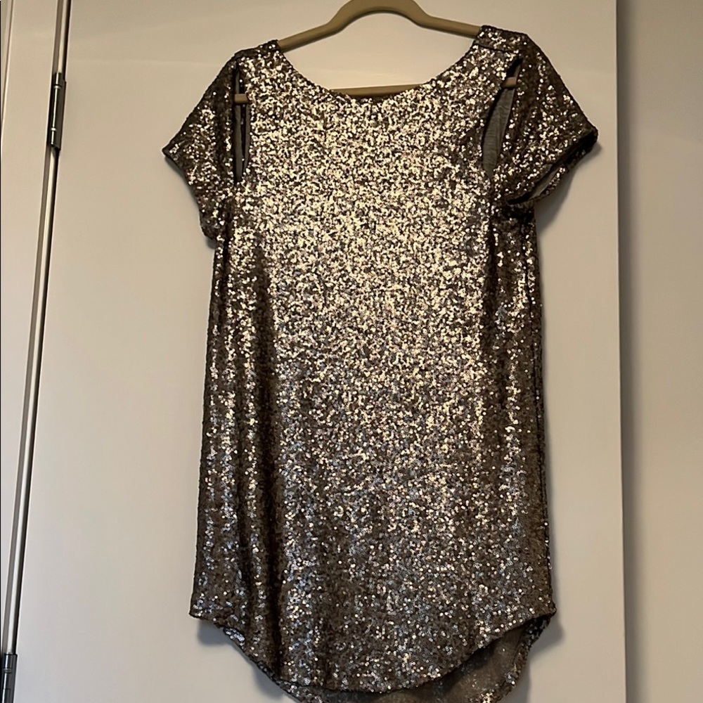 Amuse Society Glittering Silver Mini Dress